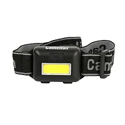 Фонарь налобный Camelion LED 5355 1Вт COB LED 3 режима 3*ААА черный