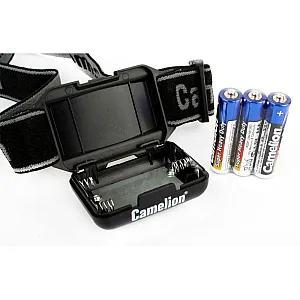 Фонарь налобный Camelion LED 5355 1Вт COB LED 3 режима 3*ААА черный