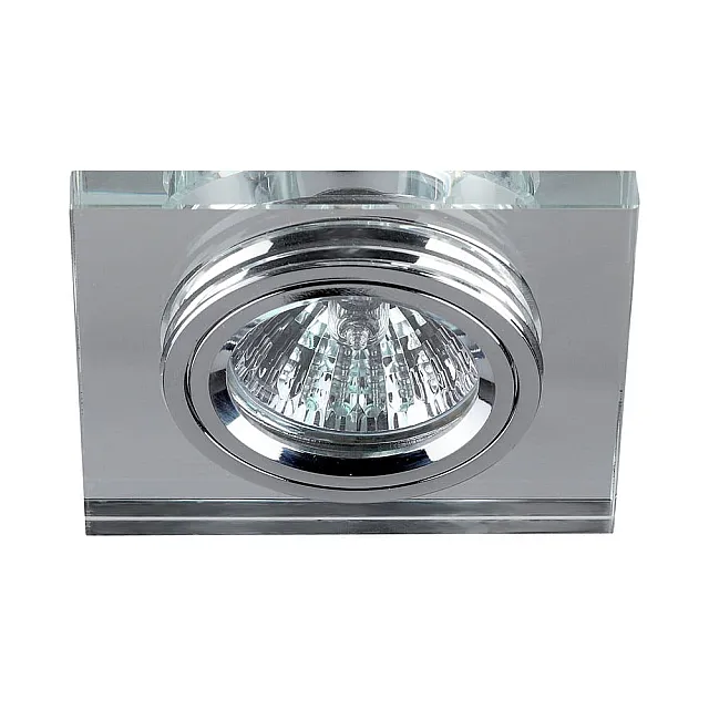 Светильник точечный Эра DK8 C0043740 CH/WH MR16 12V/220V 50W декор стекло квадрат хром/зеркальный