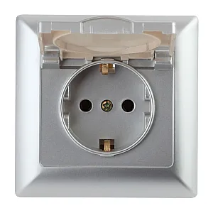 Розетка Intro Solo 4-203-03 Б0043321 2P+E Schuko с крышкой алюминий