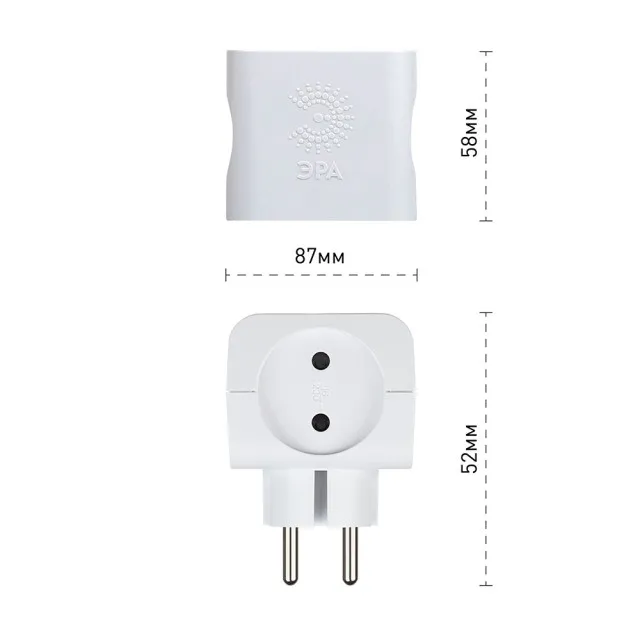 Тройник Эра SP-4-W Б0005103 4 гнезда без заземления белый