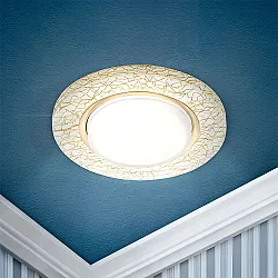 Светильник точечный Эра DK80 WH/GD 220V/13W GX53 белый/золото