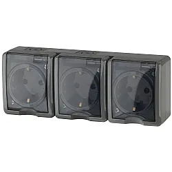 Розетка Эра Эксперт 3*2P+E IP54 16A-250В ОУ серый