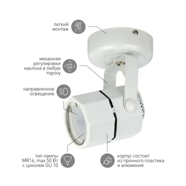 Светильник потолочный Эра OL2 Б0044259 GU10 WH 120*95*60 мм