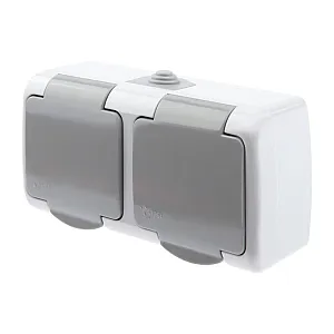 Розетка Intro Atlantic 5-203-03 Б0051060 с заземлением 2*2З+Е Schuko серая