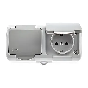 Розетка Intro Atlantic 5-203-03 Б0051060 с заземлением 2*2З+Е Schuko серая