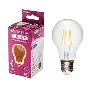 Лампа светодиодная Юпитер JP6001-04 A60 8Вт E27 4000К декор