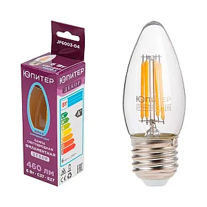 Лампа светодиодная Юпитер JP6003-04 C37 6 Вт E27 4000К декор люкс