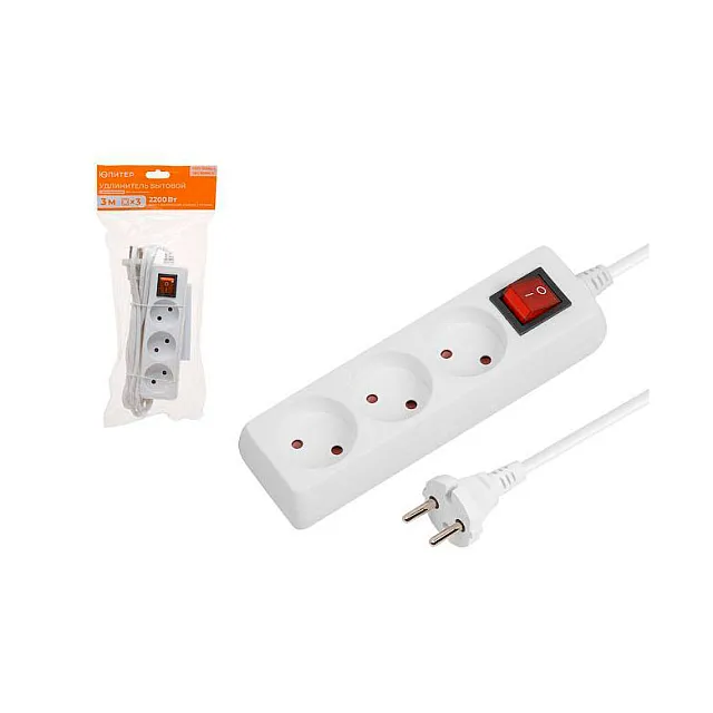 Удлинитель Юпитер JP8103-20 3 розетки без заземления выключатель 3 м
