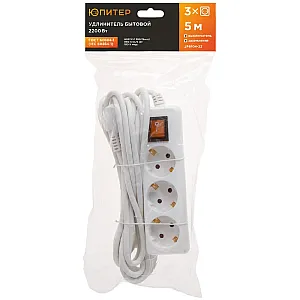 Удлинитель Юпитер JP8104-22 3 розетки с заземлением выключателем 5 м