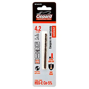 Сверло по металлу Gepard GP1442-075 HSS-Co 4.2*43*75 мм