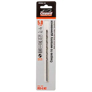 Сверло по металлу Gepard GP0350-132 HSS-G удлиненное 5.0*87*132 мм