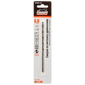 Сверло по металлу Gepard GP0360-139 HSS-G удлиненное 6.0*91*139 мм