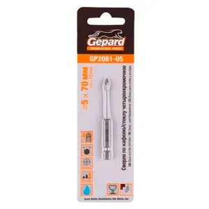 Сверло по кафелю/стеклу Gepard GP2081-05 четырехкромочное 5.0*70 мм