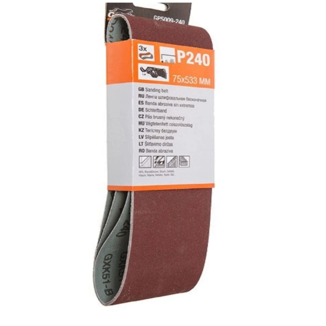 Шлифлента 75*533 мм Р240 Gepard GP5009-240 бесконечная 3 шт Шлифлента 75*533 мм Р240 Gepard GP5009-240 бесконечная 3 шт