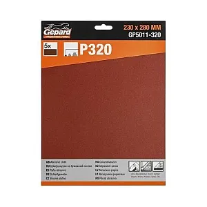 Шлифлист Gepard GP5011-320 230*280 мм Р320 бумажная основа 5 шт
