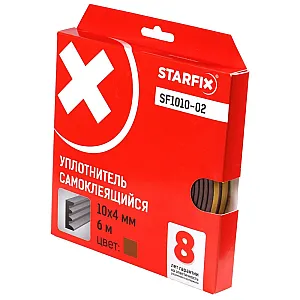 Уплотнитель Starfix SF1010-02 профиль E 10*4 мм коричневый 6 м