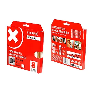 Уплотнитель Starfix SF1012-01 сдвоенный профиль D 9*8 мм белый 6 м