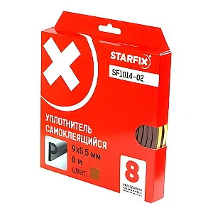 Уплотнитель Starfix SF1014-02 сдвоенный профиль P 9*5.5 мм коричневый 6 м