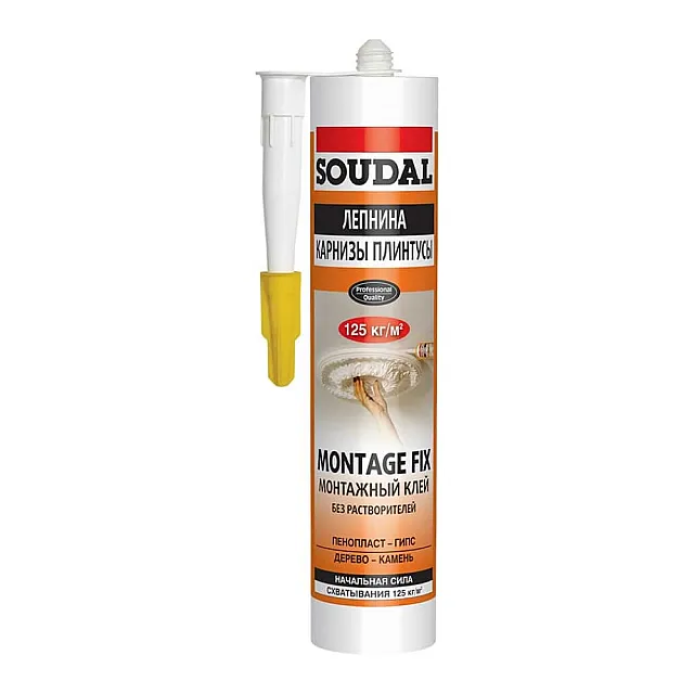 Клей монтажный Soudal Montage Fix Лепнина Карнизы белый 280 мл