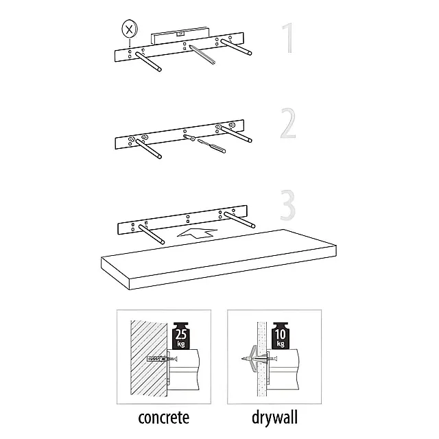 Полка Domax FS 24/24 BI 65050 со скрытым креплением 235*235 мм белая