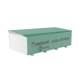 Гипсокартон Vetonit Aqua Optima стеновой влагостойкий 12.5*1200*2500 мм