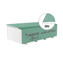 Гипсокартон Vetonit Aqua Optima стеновой влагостойкий 12.5*1200*2500 мм