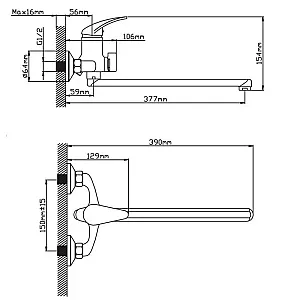 Смеситель для ванны Cronwil CD038-22 с плоским изливом