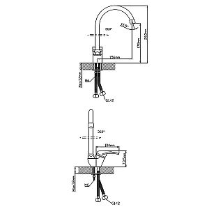 Смеситель для кухни Cronwil CD038-51 с высоким изливом