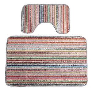 Набор ковриков Доляна Полосатик мелкая полоска 39*45/45*75 см