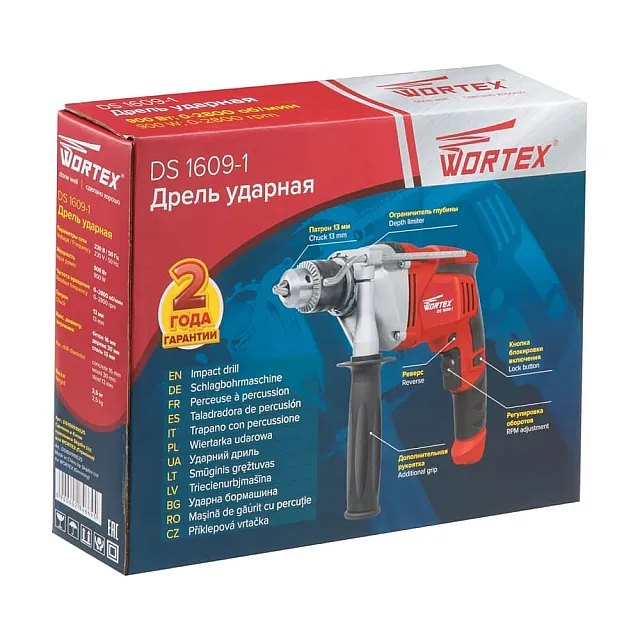 Дрель ударная Wortex DS 1609-1