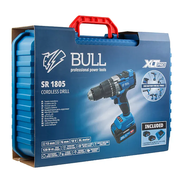 Дрель-шуруповерт Bull SR 1805 XLTpro 1329603 чемодан
