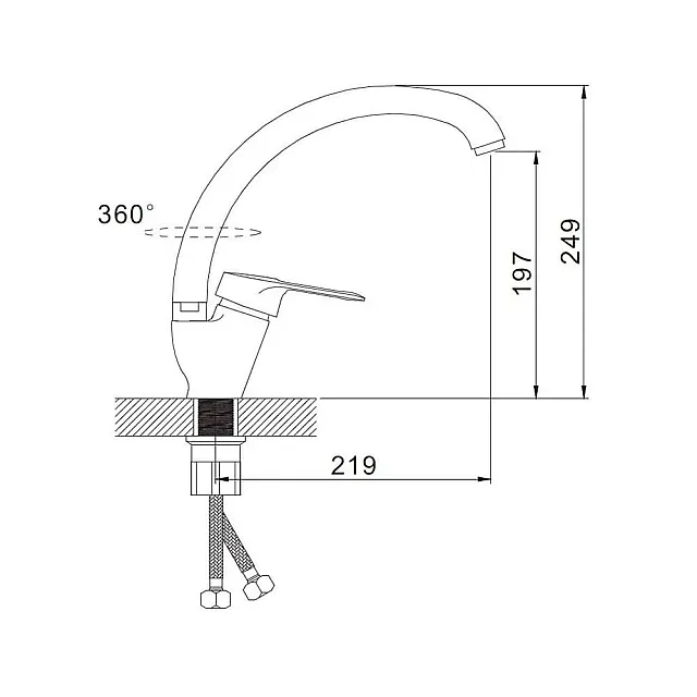 Смеситель для кухни Эверест В59-0269 с высоким изливом