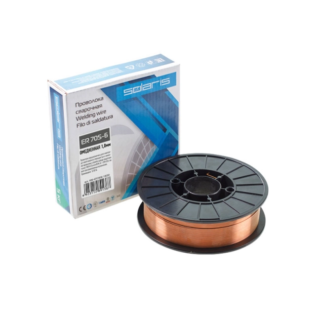 Проволока сварочная омедненная Solaris ER 70S-6 WM-ER70S6-10050 1 мм 5 кг Проволока сварочная омедненная Solaris ER 70S-6 WM-ER70S6-10050 1 мм 5 кг