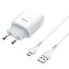 Сетевое зарядное устройство Hoco N2 USB с кабелем Lightning белый