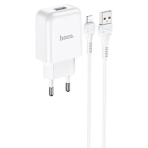 Сетевое зарядное устройство Hoco N2 USB с кабелем Lightning белый