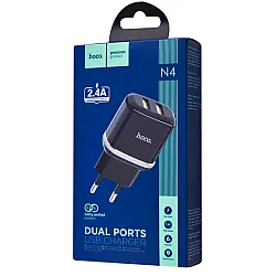 Сетевое зарядное устройство Hoco N4 2USB порта черный
