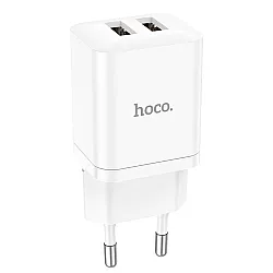 Сетевое зарядное устройство Hoco N25 двойной порт белый
