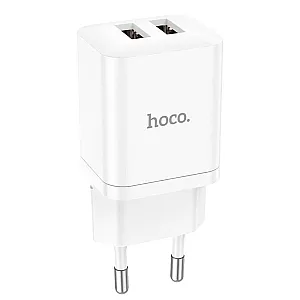 Сетевое зарядное устройство Hoco N25 двойной порт белый