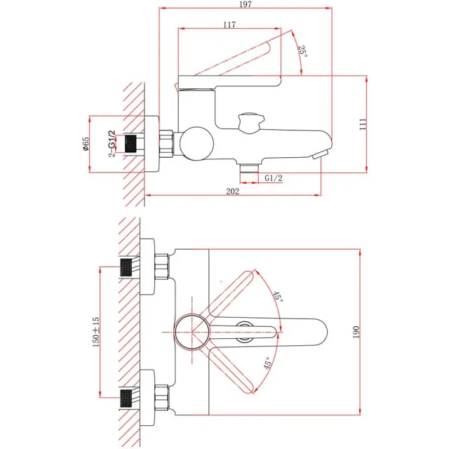 Смеситель для ванны A-five A5-0532 серия Lotus D35 хром