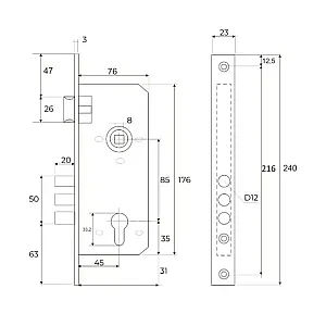 Корпус замка Vettore 2001 хром