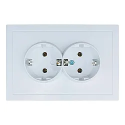 Розетка Lezard Zima 704-0200-128BQC 2 места безвинтовой без заземления ПБТ белая