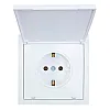 Розетка Lezard Zima 1 место безвинтовой с крышкой с заземлением ПБТ белая