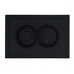 Розетка Lezard Zima 704-4200-127BQC 2 места безвинтовой c заземлением ПБТ черный бархат