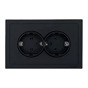Розетка Lezard Zima 704-4200-128BQC 2 места безвинтовой без заземления ПБТ черный бархат