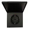Розетка Lezard Zima 1 место безвинтовой с крышкой с заземлением ПБТ черный бархат
