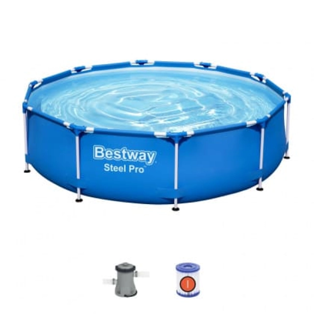 Бассейн каркасный Bestway Steel Pro 56679 с фильтр-насосом 305*76 см 4678 л Бассейн каркасный Bestway Steel Pro 56679 с фильтр-насосом 305*76 см 4678 л