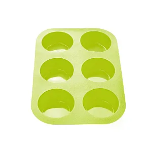 Форма для выпечки Perfecto Linea 20-000413 силиконовая прямоугольная на 6 кексов 26*17.5*3 см зеленая