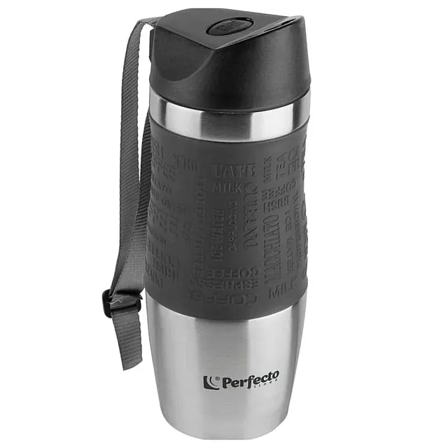 Термокружка Perfecto Linea Black 27-124801 с ремешком нержавеющая сталь 380 мл