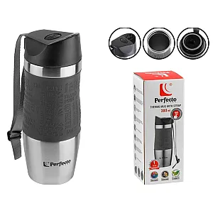 Термокружка Perfecto Linea Black 27-124801 с ремешком нержавеющая сталь 380 мл